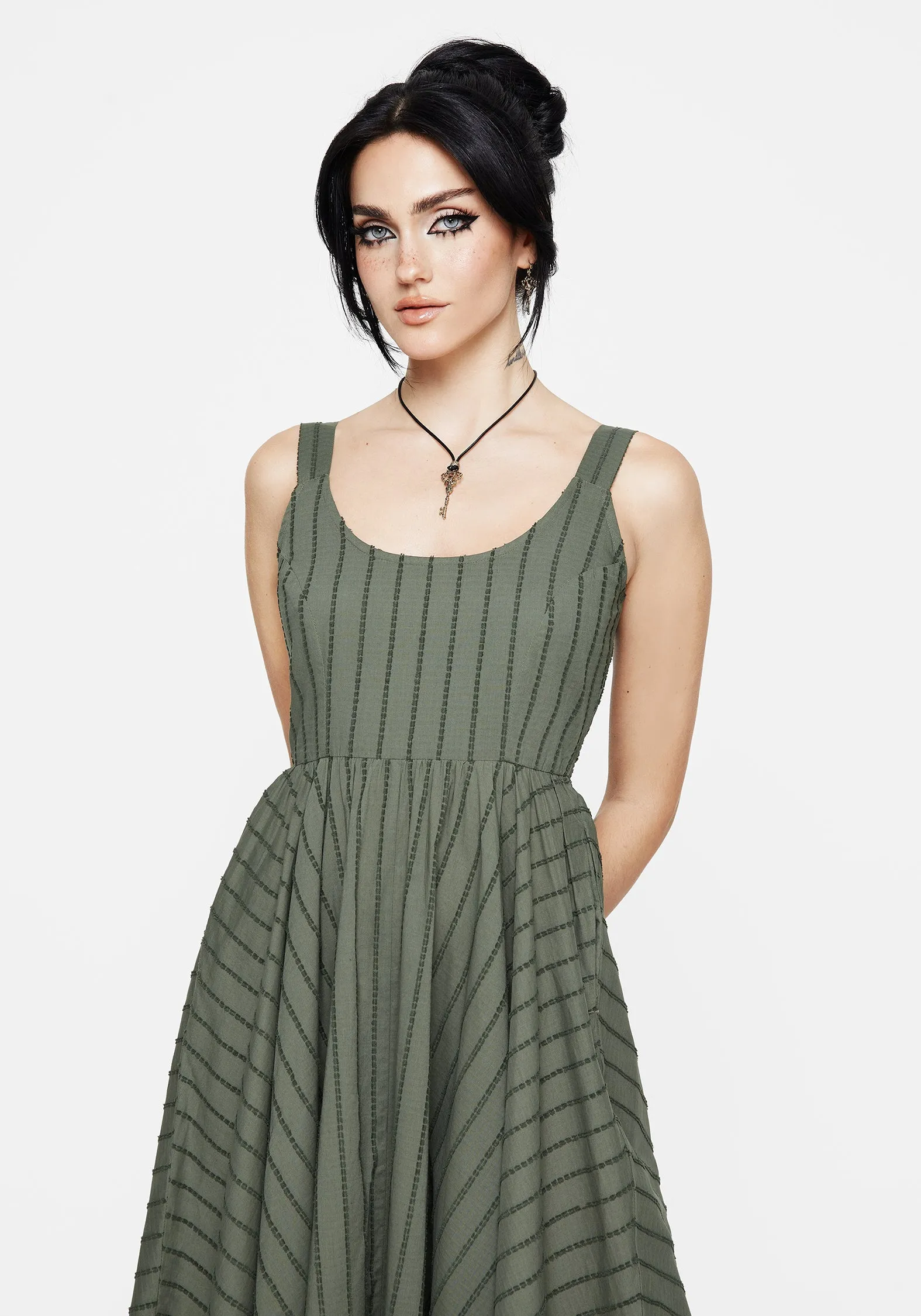 Blythe Cotton Handkerchief Hem Midaxi Dress - Green sold by Disturbia product image thumbnail 5
