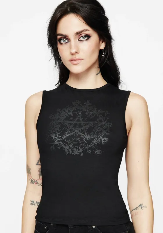 Encore Cotton Thorn and Rose Printed Sleeveless Top sold by Disturbia