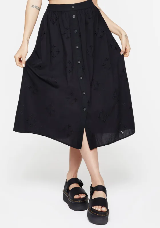Crux Broiderie Cotton Button Up Midi Skirt sold by Disturbia