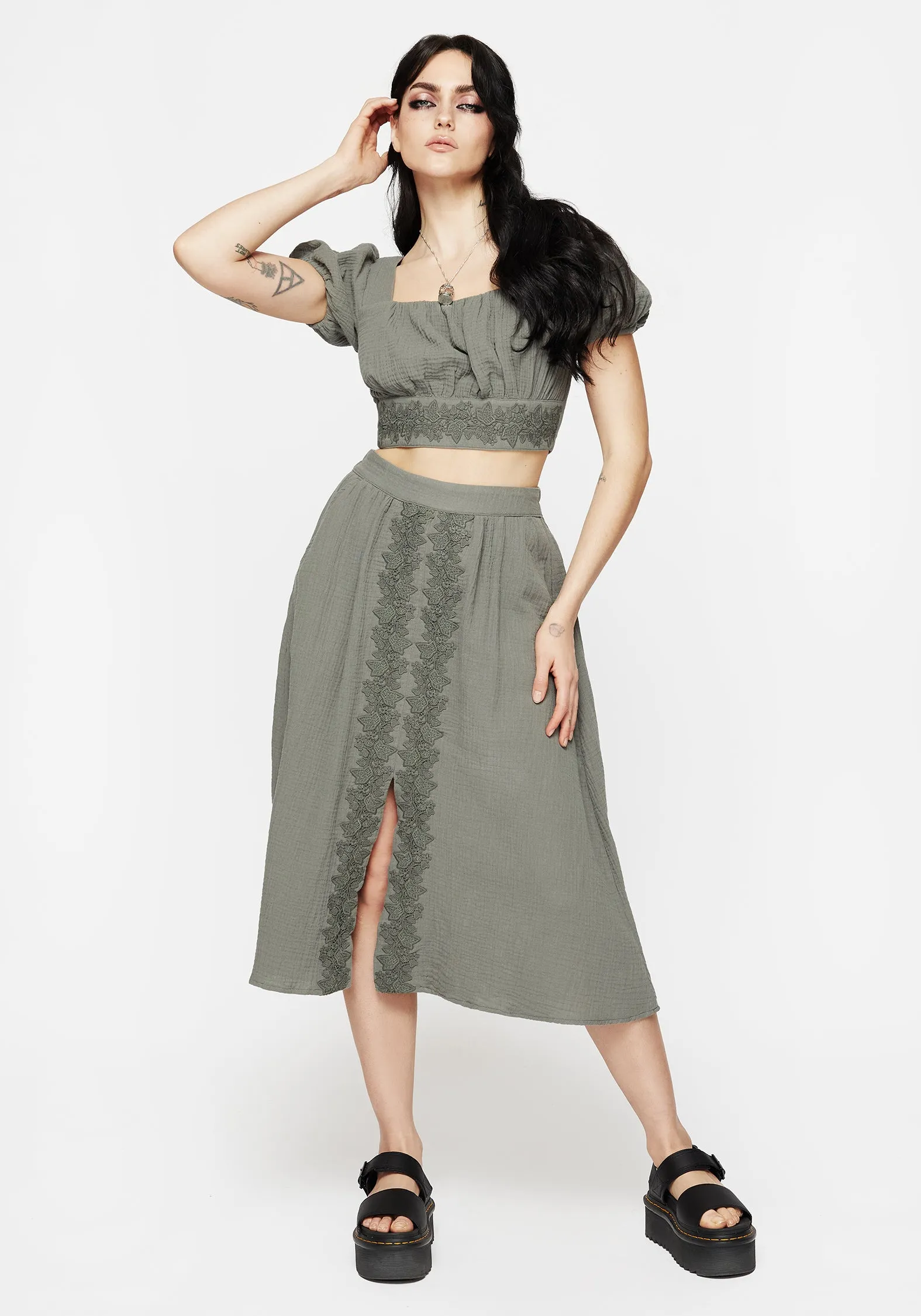 Alder Cotton Ivy Detail Midi Skirt sold by Disturbia product image thumbnail 5