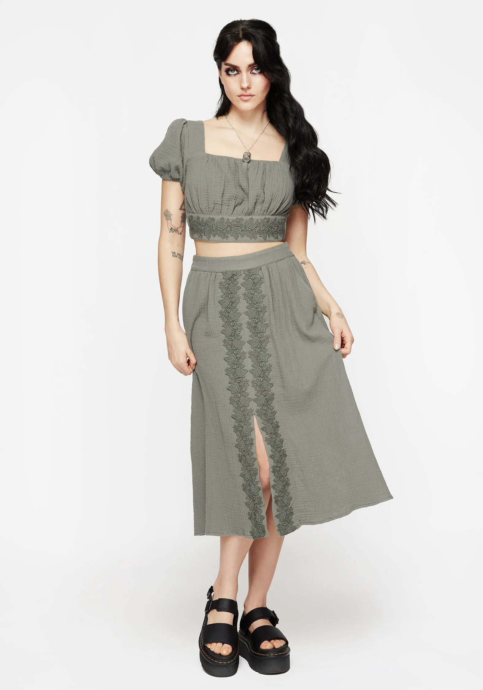 Alder Cotton Ivy Detail Midi Skirt sold by Disturbia product image thumbnail 4
