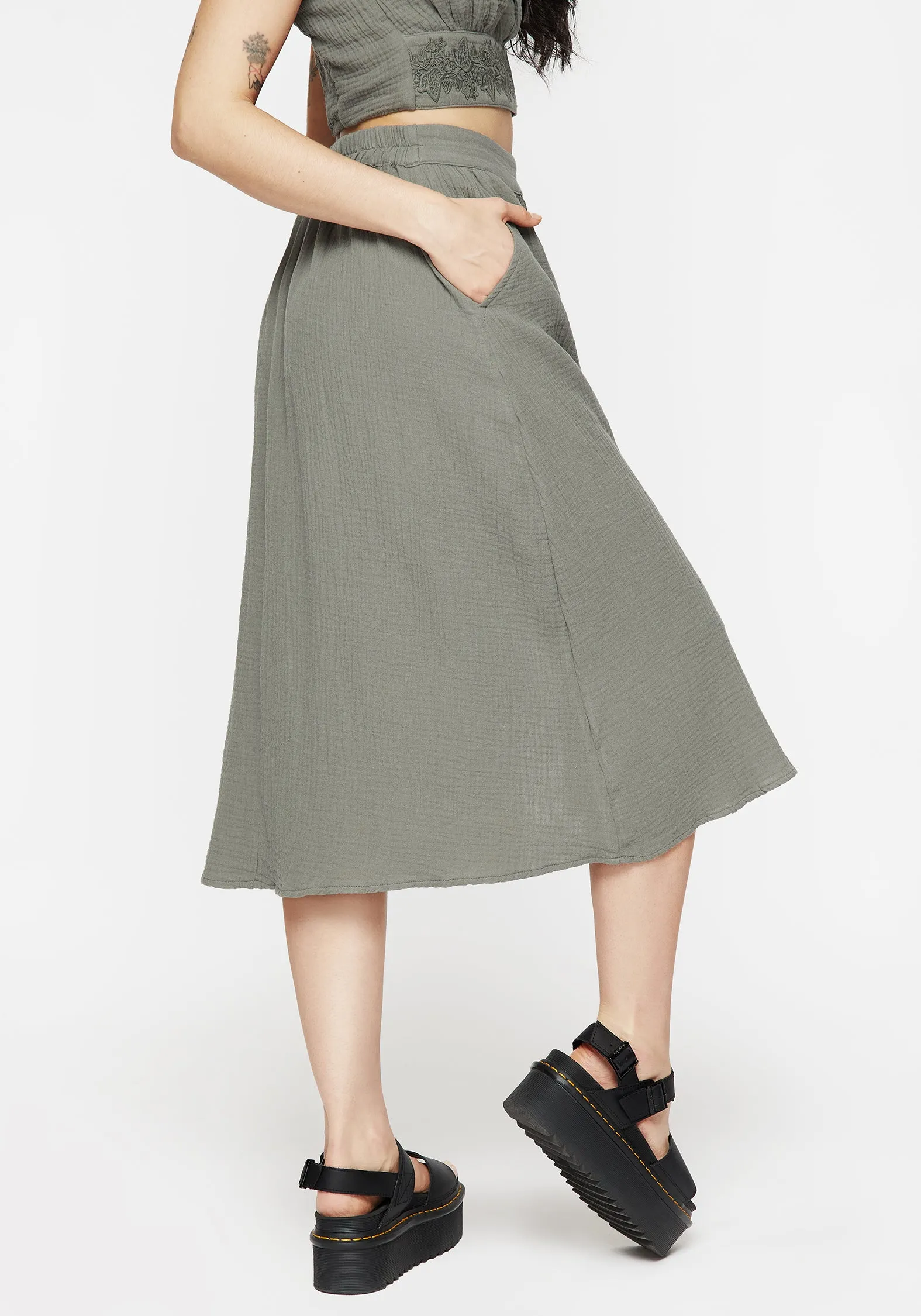 Alder Cotton Ivy Detail Midi Skirt sold by Disturbia product image thumbnail 3