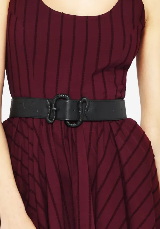 Mamba Debossed Belt With Snake Buckle - Black sold by Disturbia