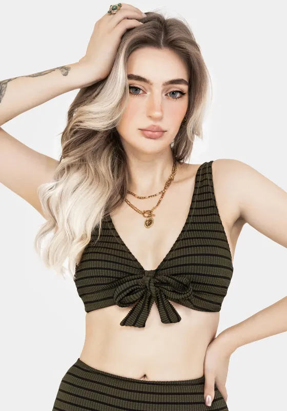 Mire Stripe Tie Detail Bikini Top sold by Disturbia