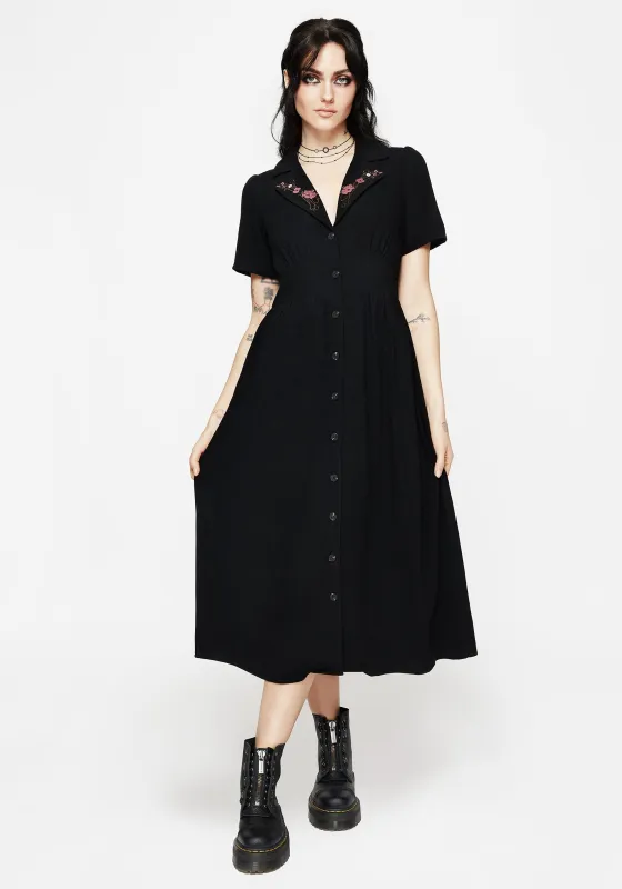 Aster Embroidered Collar Midi Shirt Dress sold by Disturbia