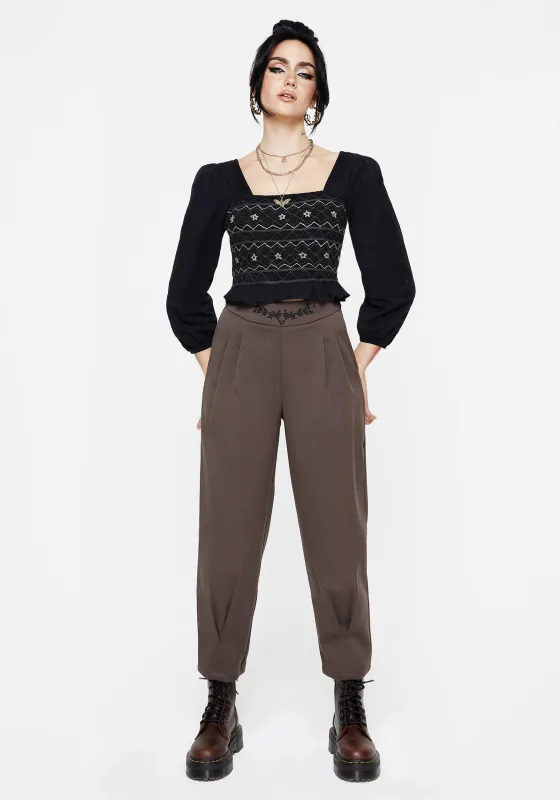 Woodruff Embroidered Balloon Leg Trouser sold by Disturbia