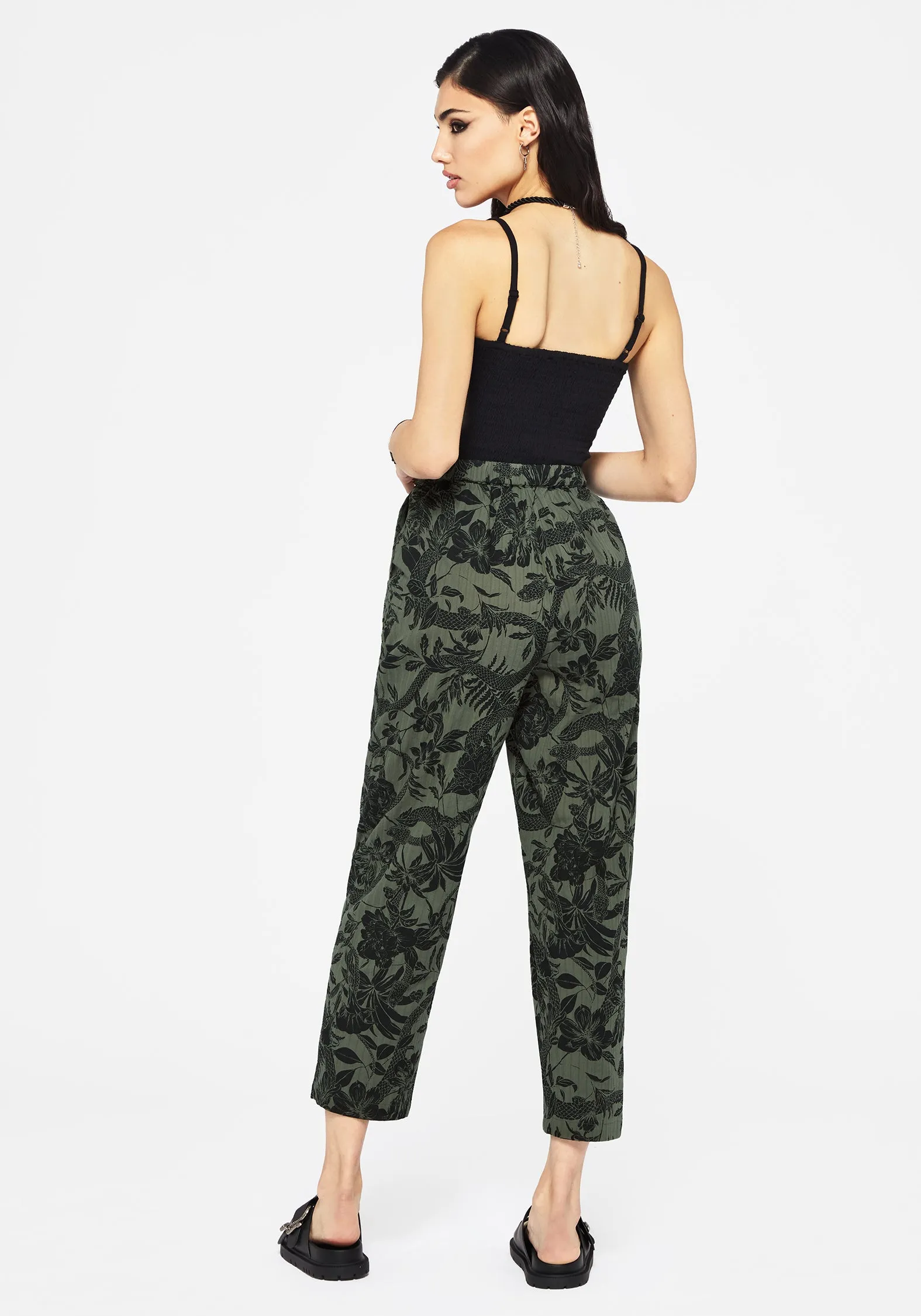 Bashe Cotton Soft Tapered Trousers - Green sold by Disturbia product image thumbnail 3