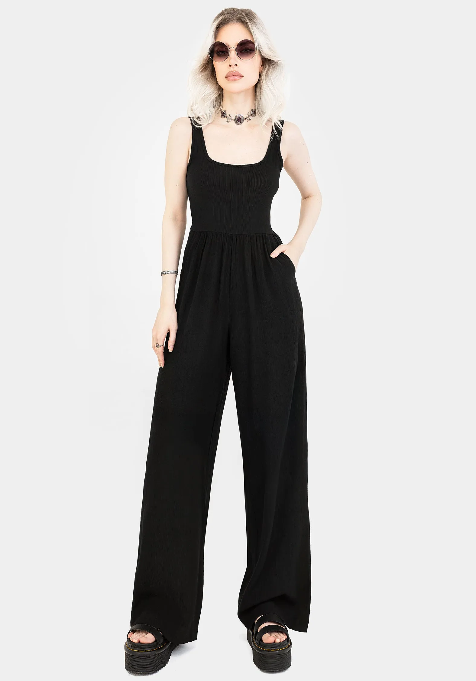Herne Contrast Wide Leg Jumpsuit sold by Disturbia