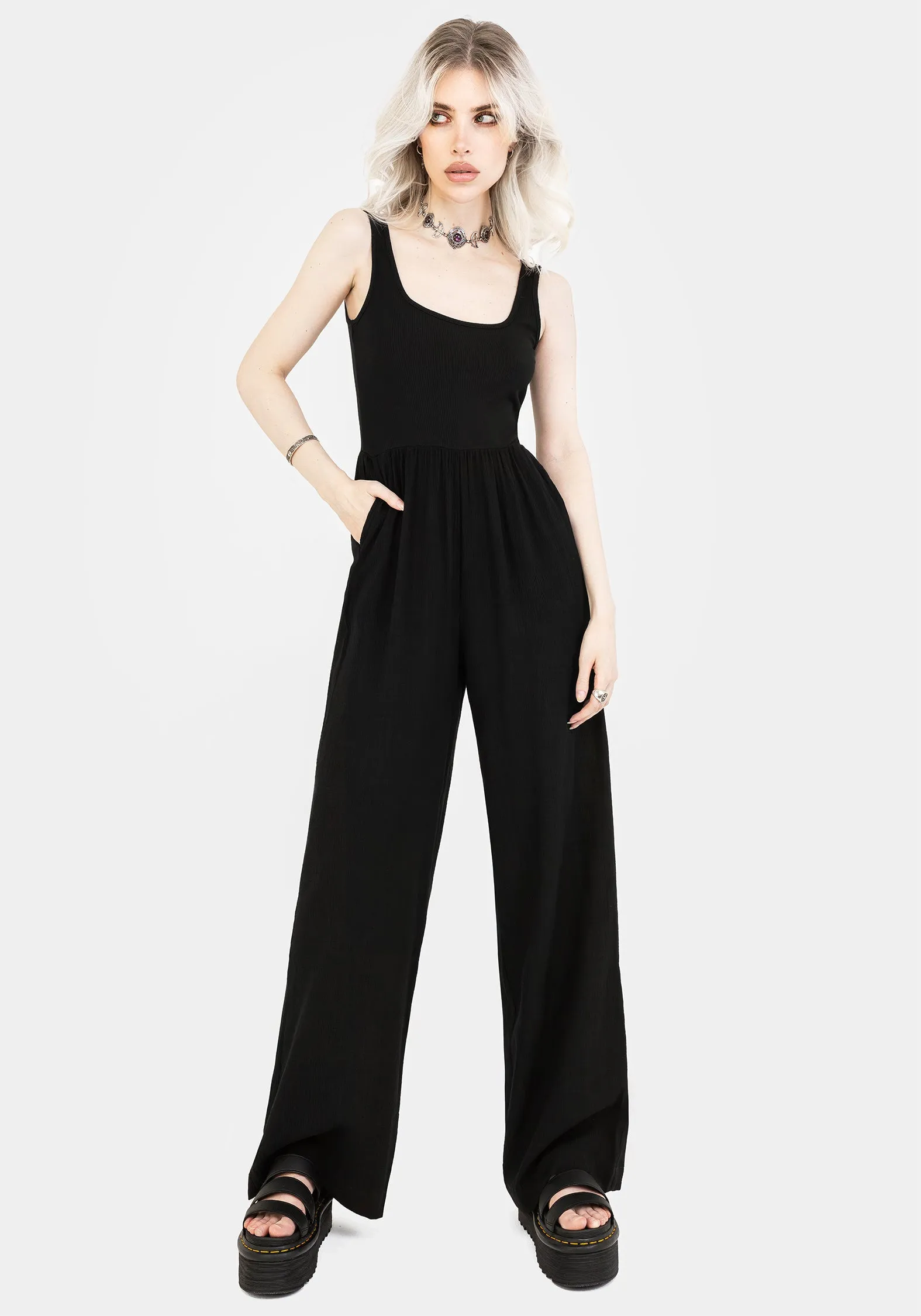 Herne Contrast Wide Leg Jumpsuit sold by Disturbia product image thumbnail 5