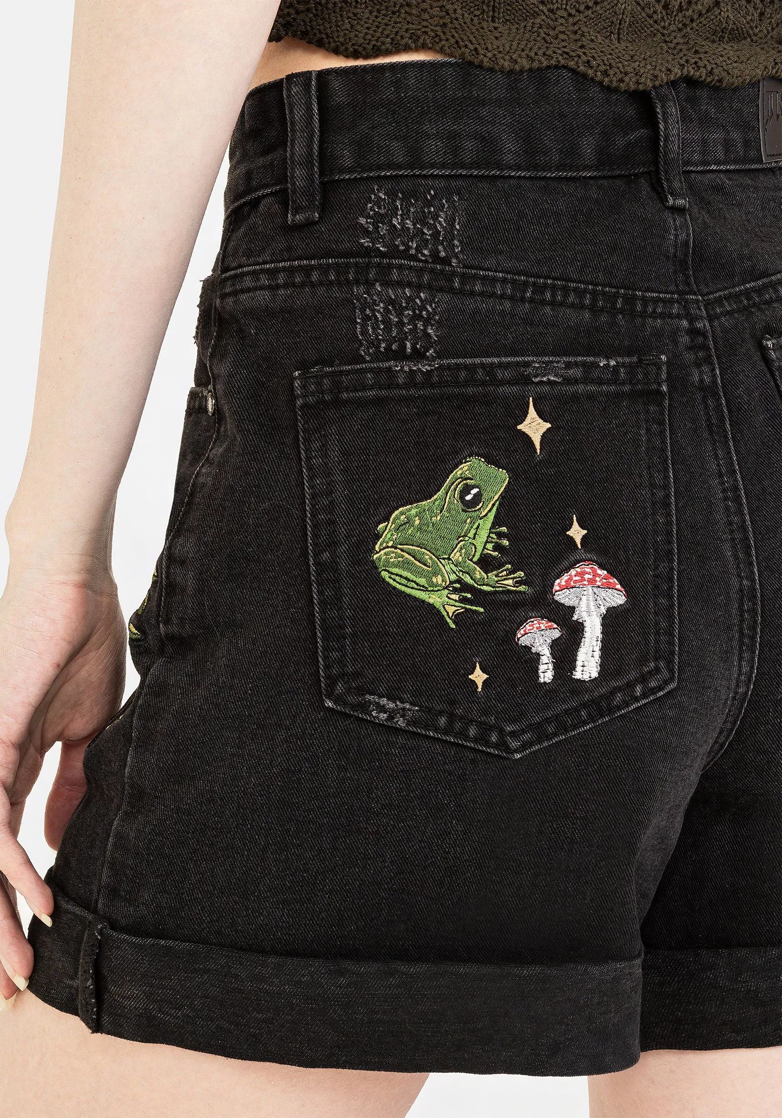 Swamplife Embroidered Denim Shorts sold by Disturbia product image thumbnail 2