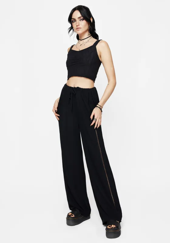 Blessing Lace Trim Wide Leg Trouser sold by Disturbia