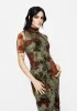 Rosaleigh Flock Velour Mesh Short Sleeved Midaxi Dress sold by Disturbia