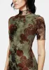 Rosaleigh Flock Velour Mesh Short Sleeved Midaxi Dress sold by Disturbia