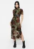 Rosaleigh Flock Velour Mesh Short Sleeved Midaxi Dress sold by Disturbia