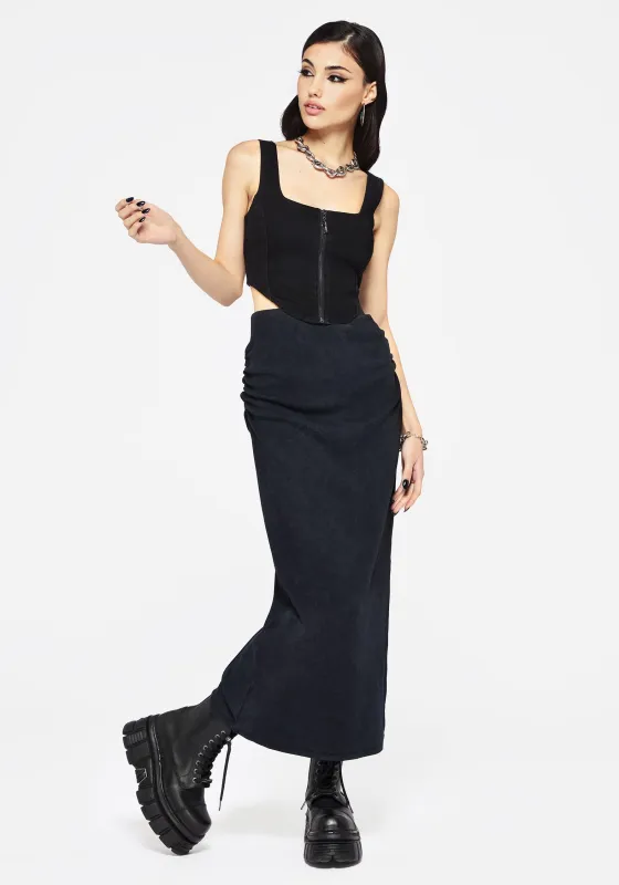 Christina Washed Rib Cotton Maxi Skirt sold by Disturbia