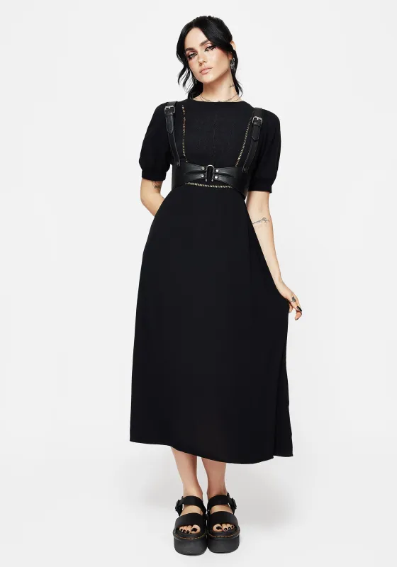 Blessing Puff Sleeve Tie Back Midi Dress sold by Disturbia