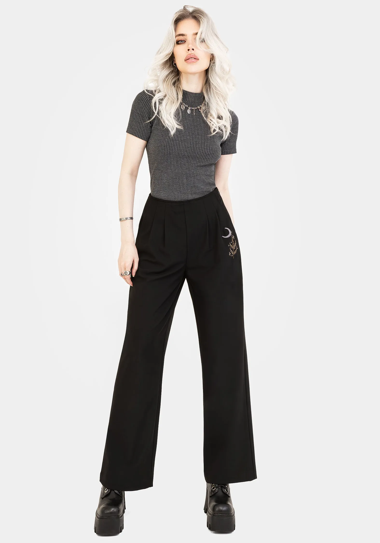 Lucia Firefly Embroidered Pleated Trousers sold by Disturbia product image thumbnail 4