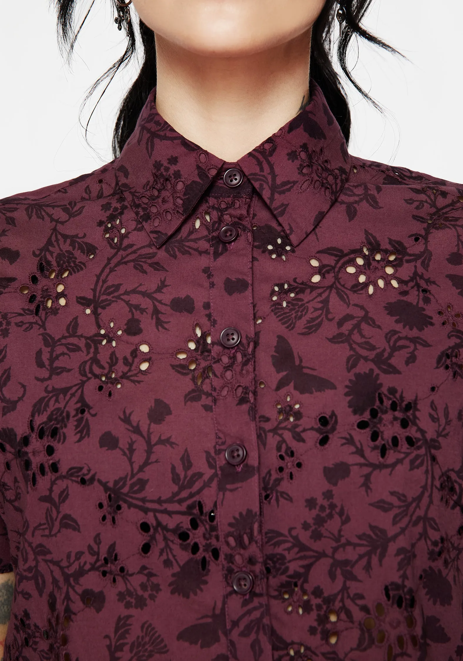 Morgana Cotton Broderie Button Up Shirt sold by Disturbia product image thumbnail 2