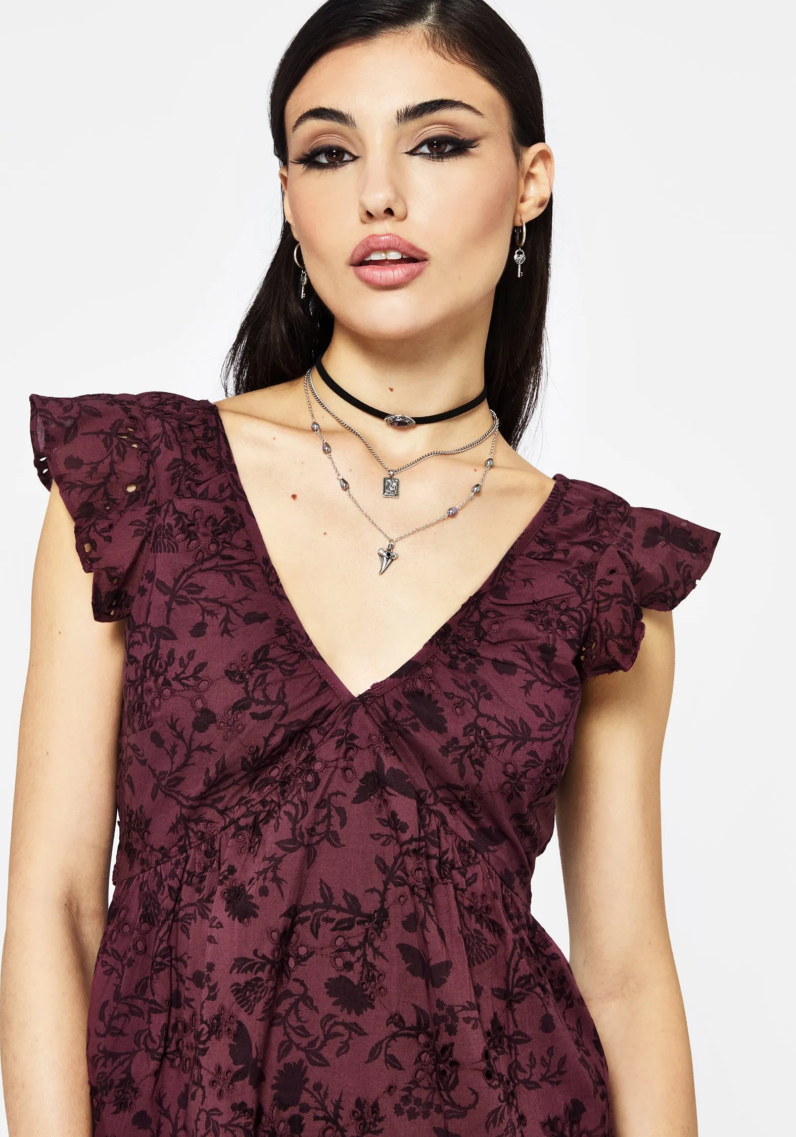 Morgana Cotton Broderie Frill Sleeve Mini Dress sold by Disturbia product image thumbnail 5