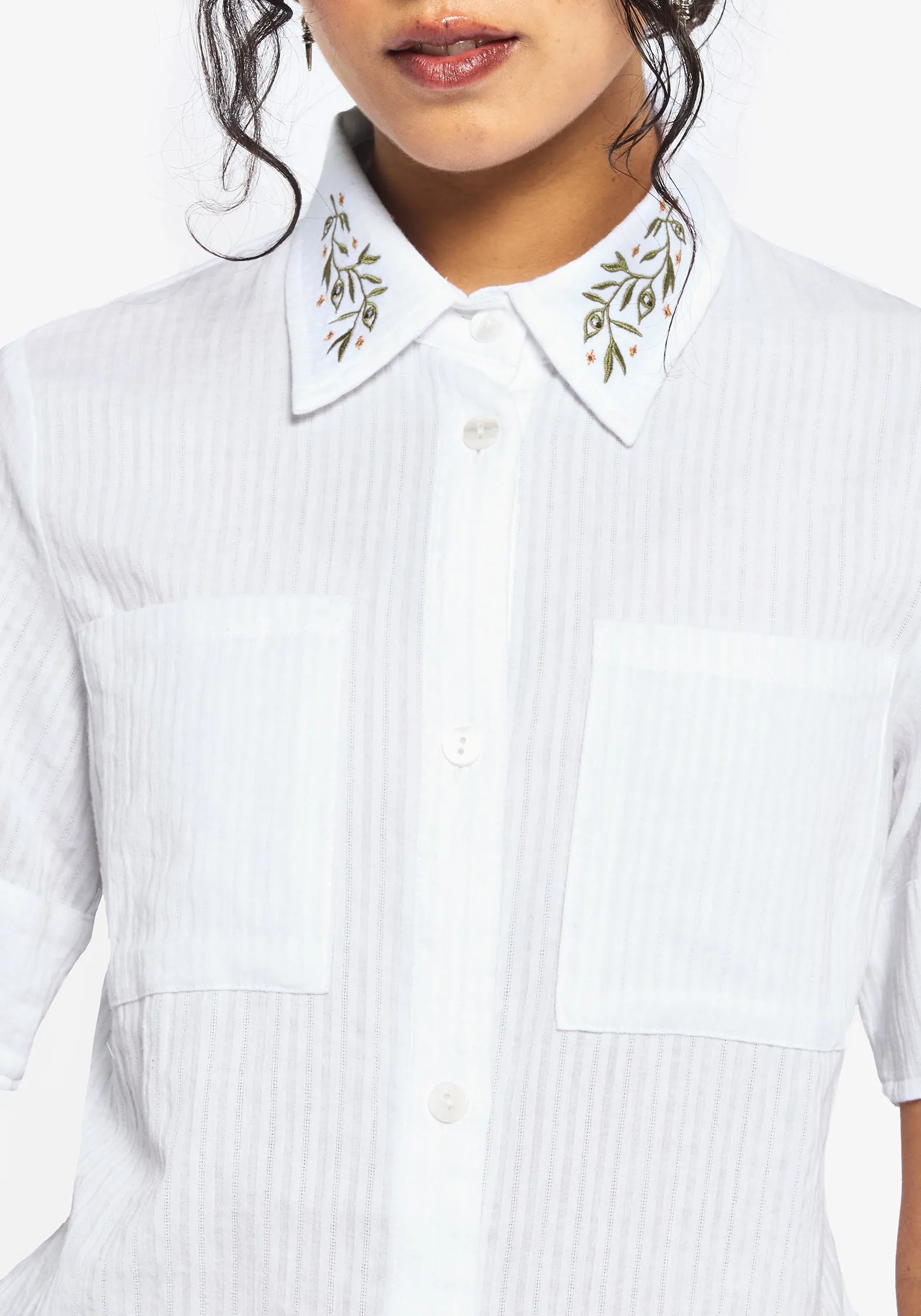 Koax Cotton Check Embroidered Button Up Shirt sold by Disturbia product image thumbnail 5