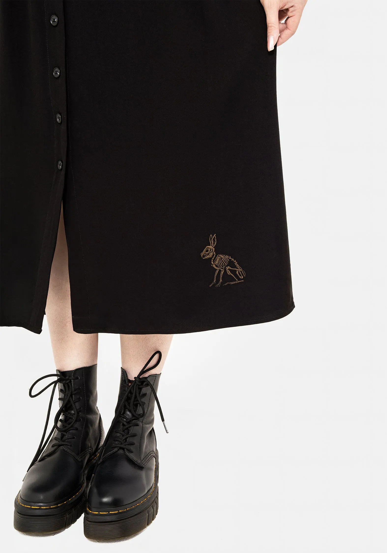 Hester Embroidered Button Up Midi Shirt Dress sold by Disturbia product image thumbnail 5