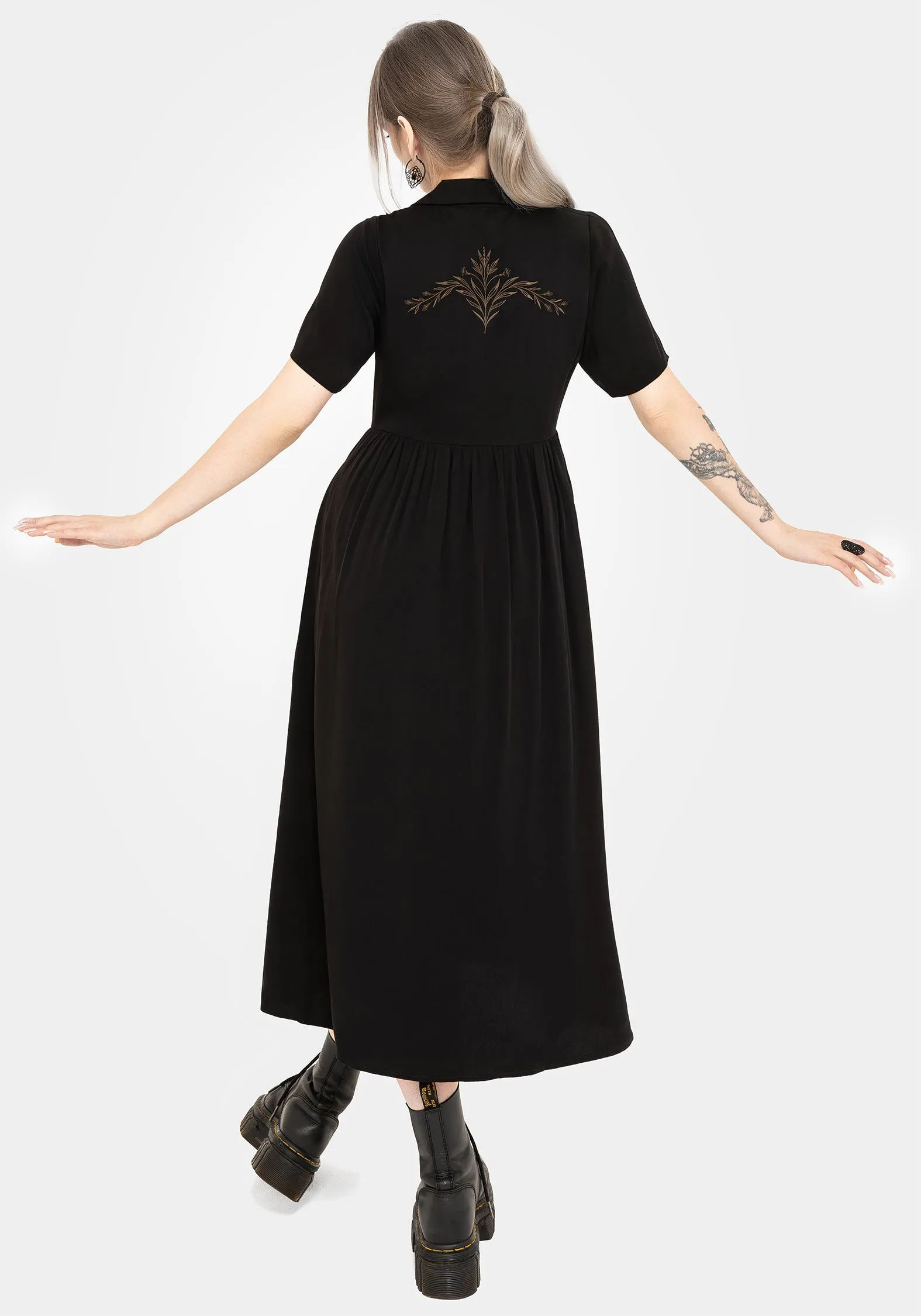 Hester Embroidered Button Up Midi Shirt Dress sold by Disturbia product image thumbnail 3