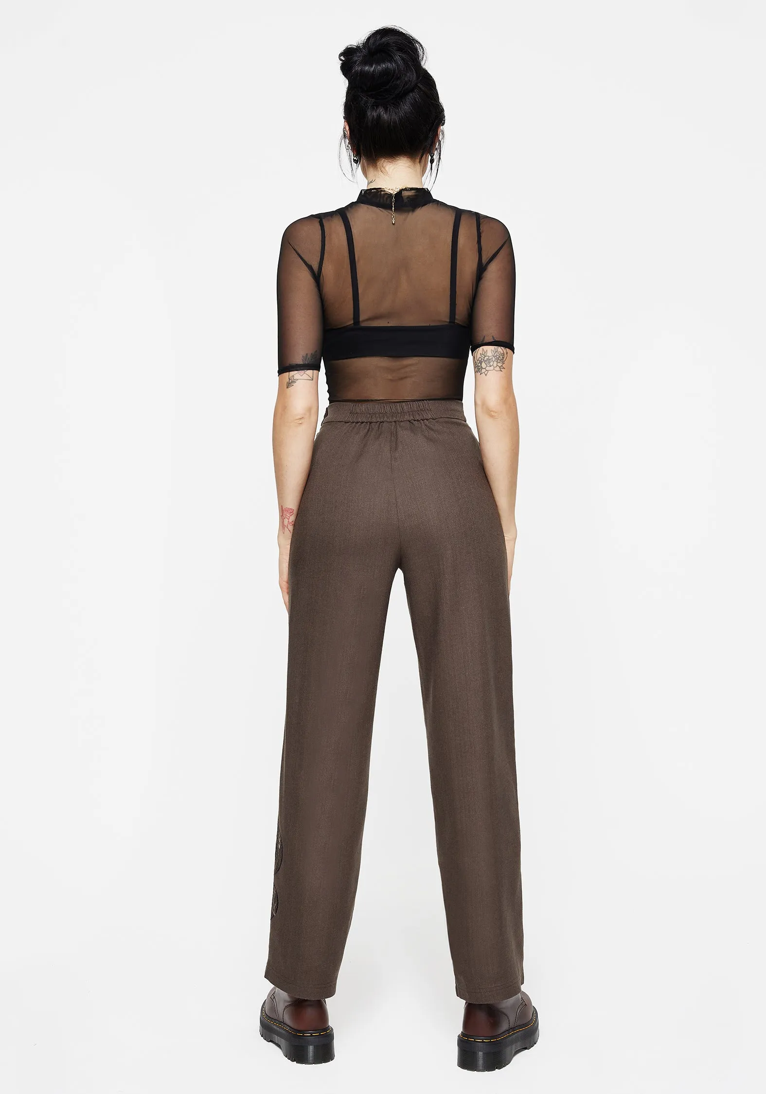 Gaia Linen Blend Snake Embroidered Wide Leg Trouser sold by Disturbia product image thumbnail 3