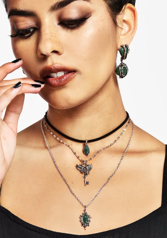 Petra Dragon Key Layered Necklace sold by Disturbia