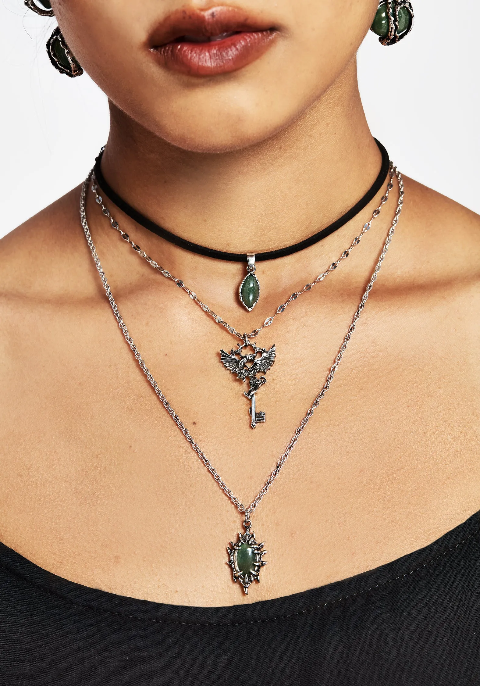 Petra Dragon Key Layered Necklace sold by Disturbia product image thumbnail 4