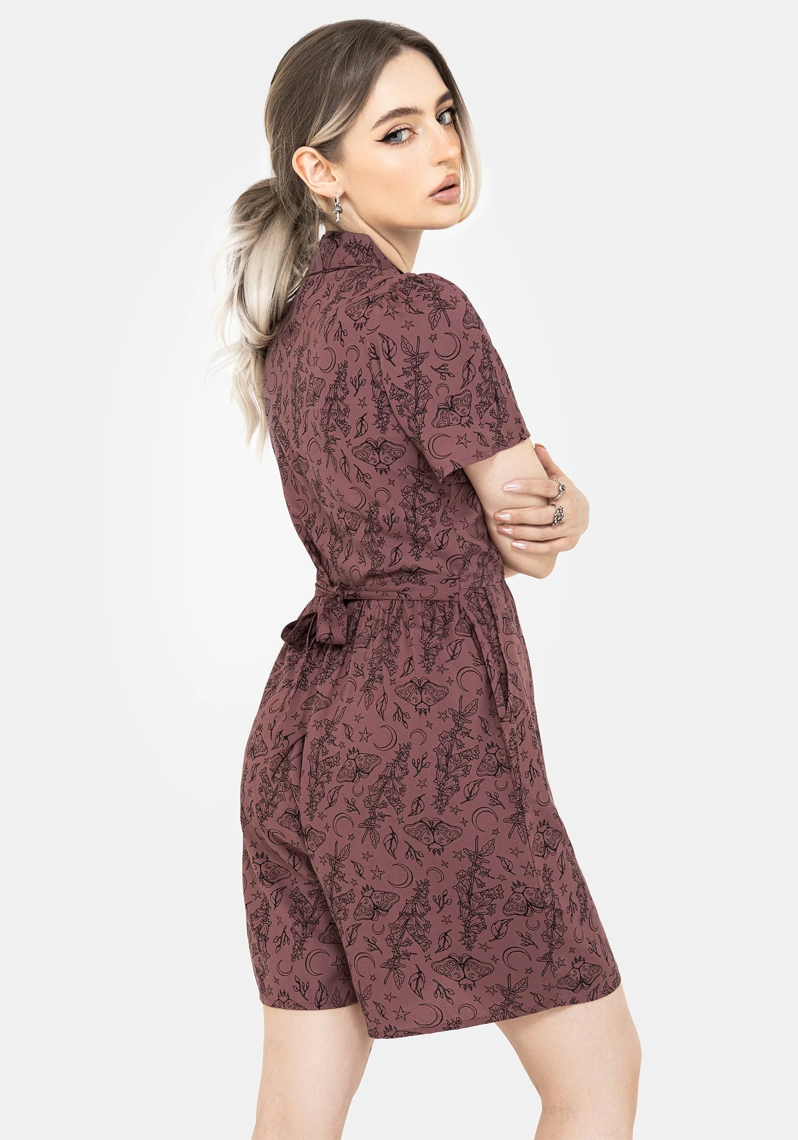 Roxana Moth Foxglove Button Up Playsuit sold by Disturbia product image thumbnail 3