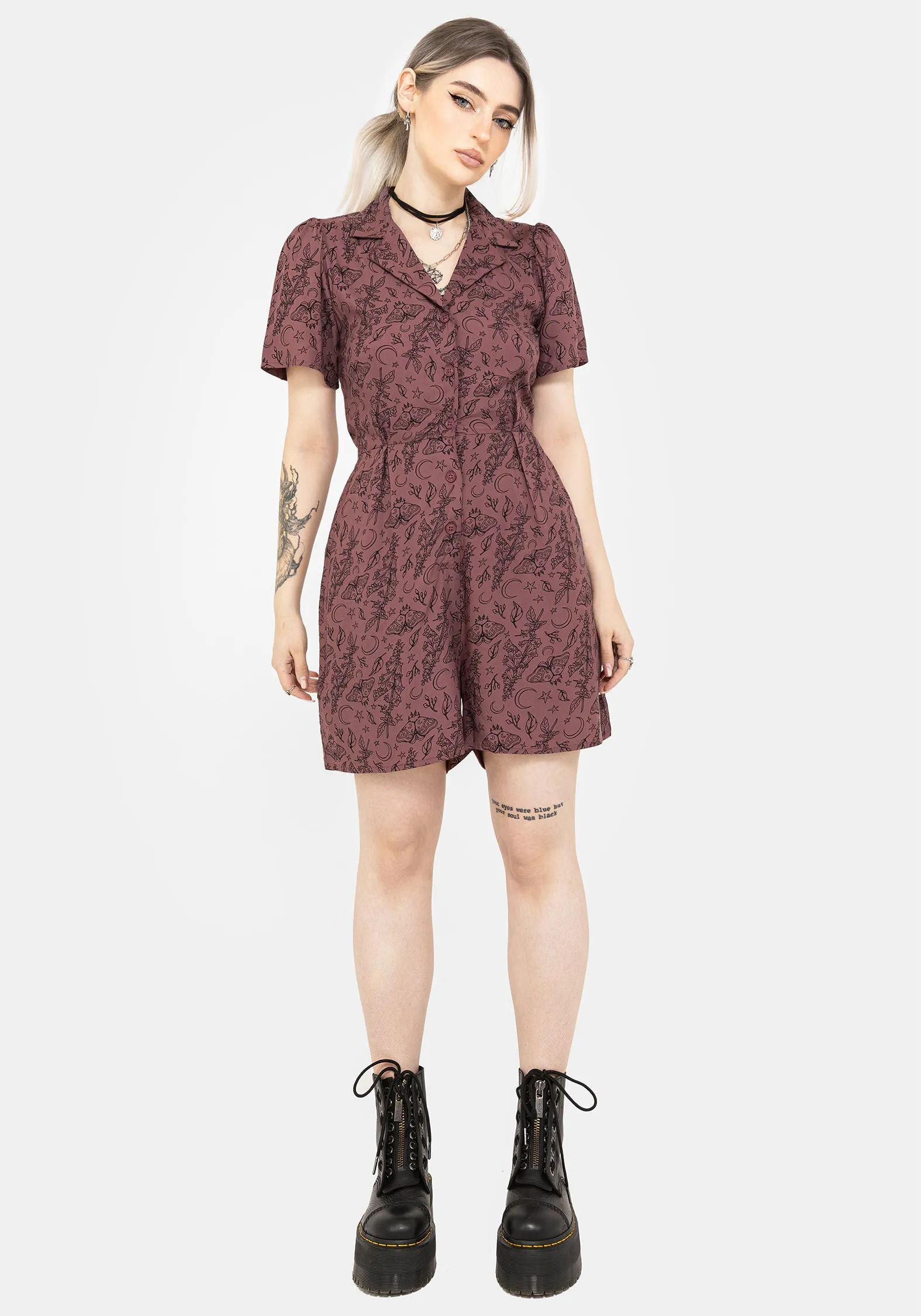 Roxana Moth Foxglove Button Up Playsuit sold by Disturbia product image thumbnail 4