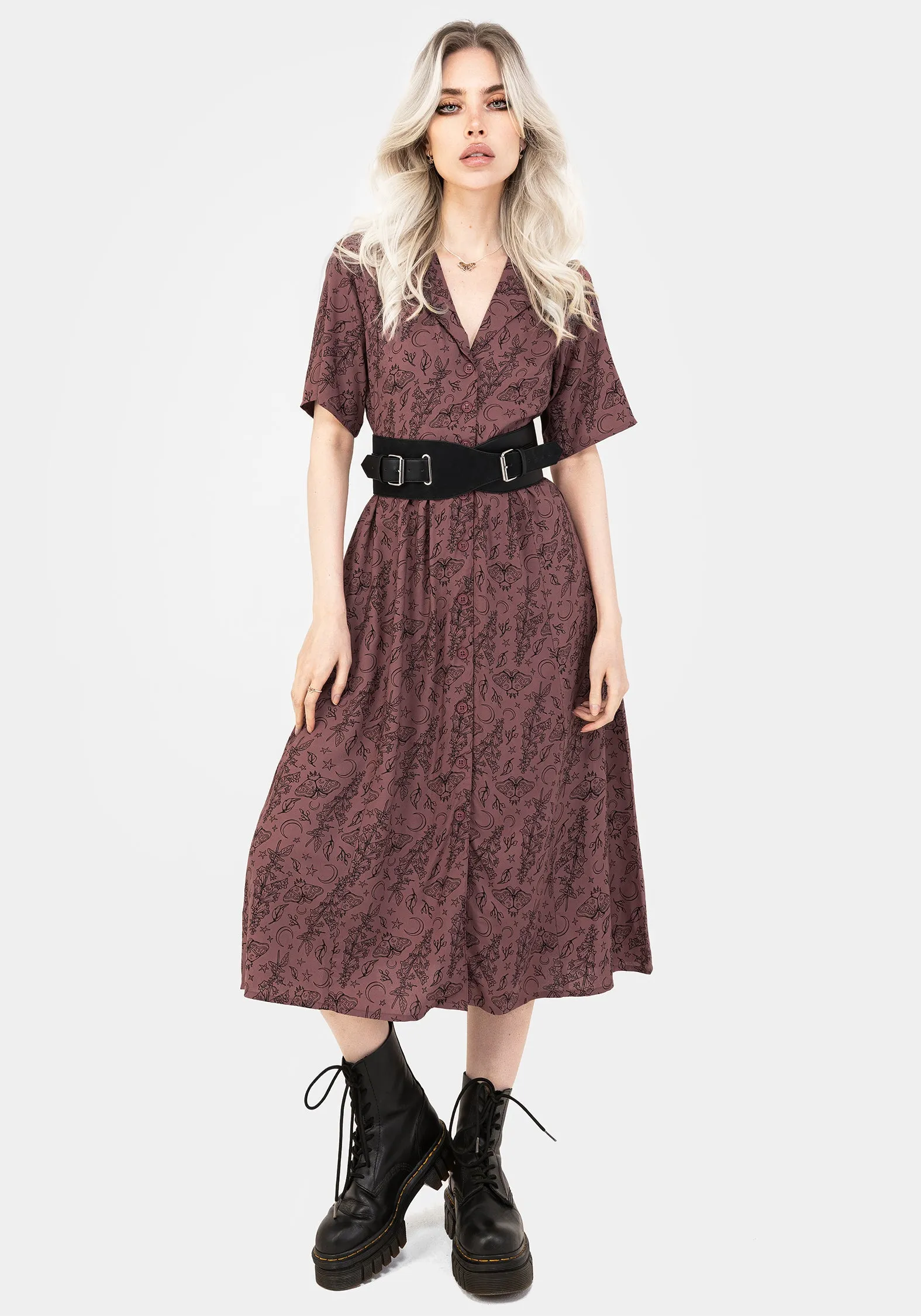 Roxana Moth Foxglove Button Down Midi Shirt Dress sold by Disturbia product image thumbnail 4