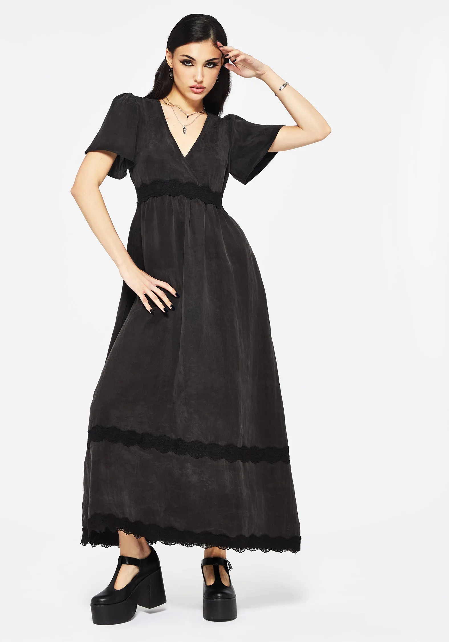 Maeve Lyocell Blend Lace Detail Maxi Dress sold by Disturbia product image thumbnail 5