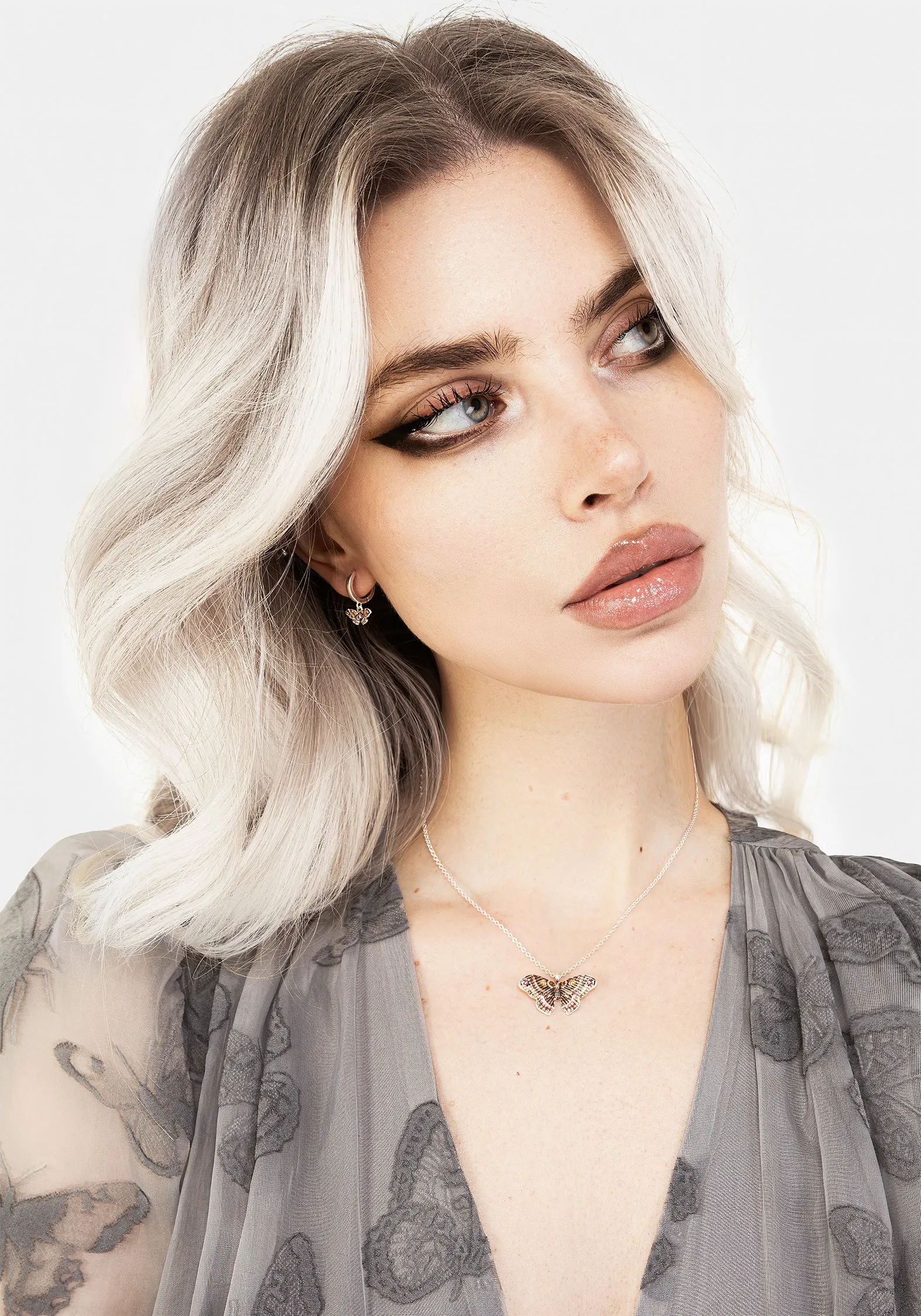 Cyrus Moth Charm Hoop Earrings sold by Disturbia product image thumbnail 5