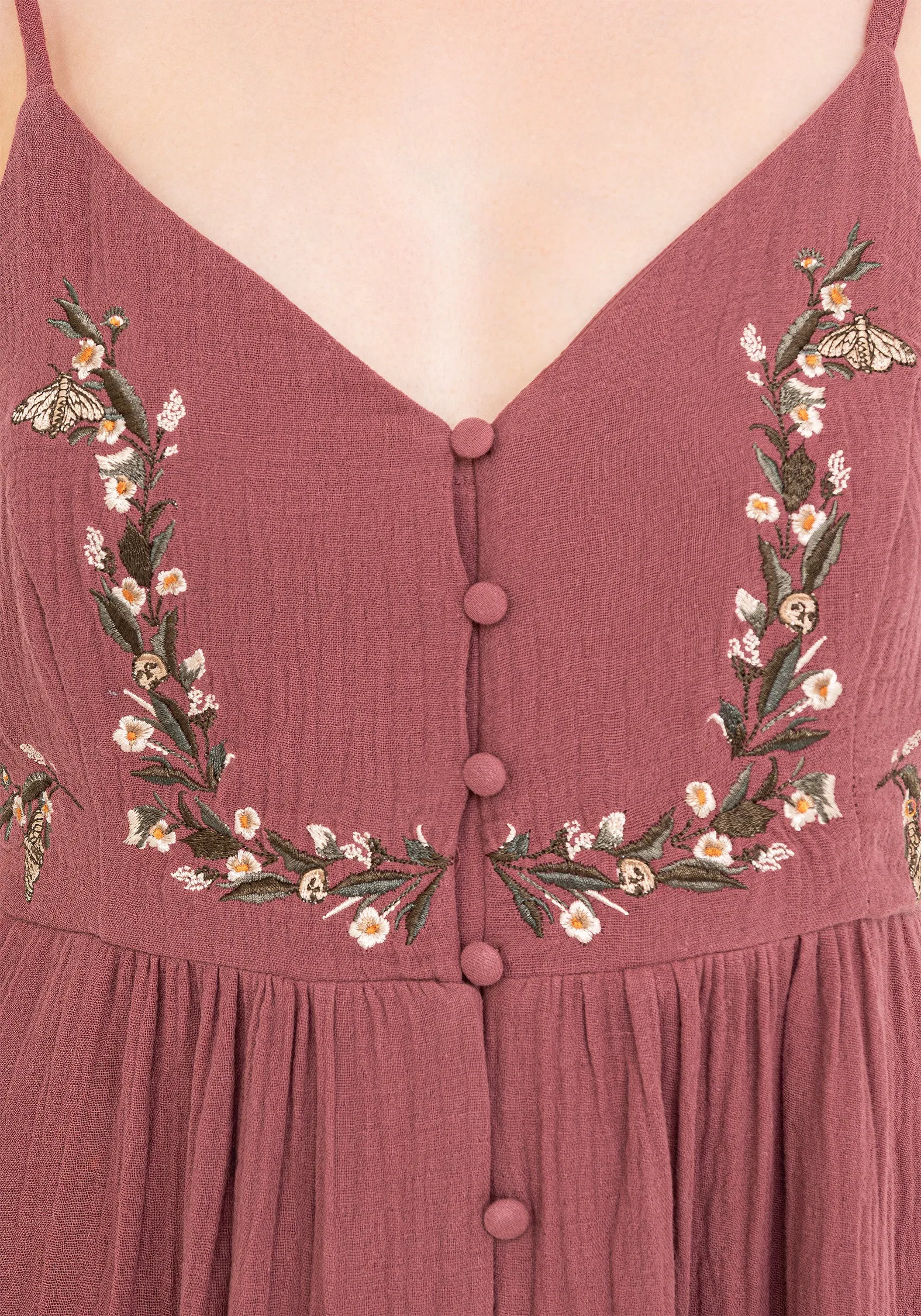 Abundance Cotton Floral Embroidered Bodice Cami Midaxi Dress sold by Disturbia product image thumbnail 2