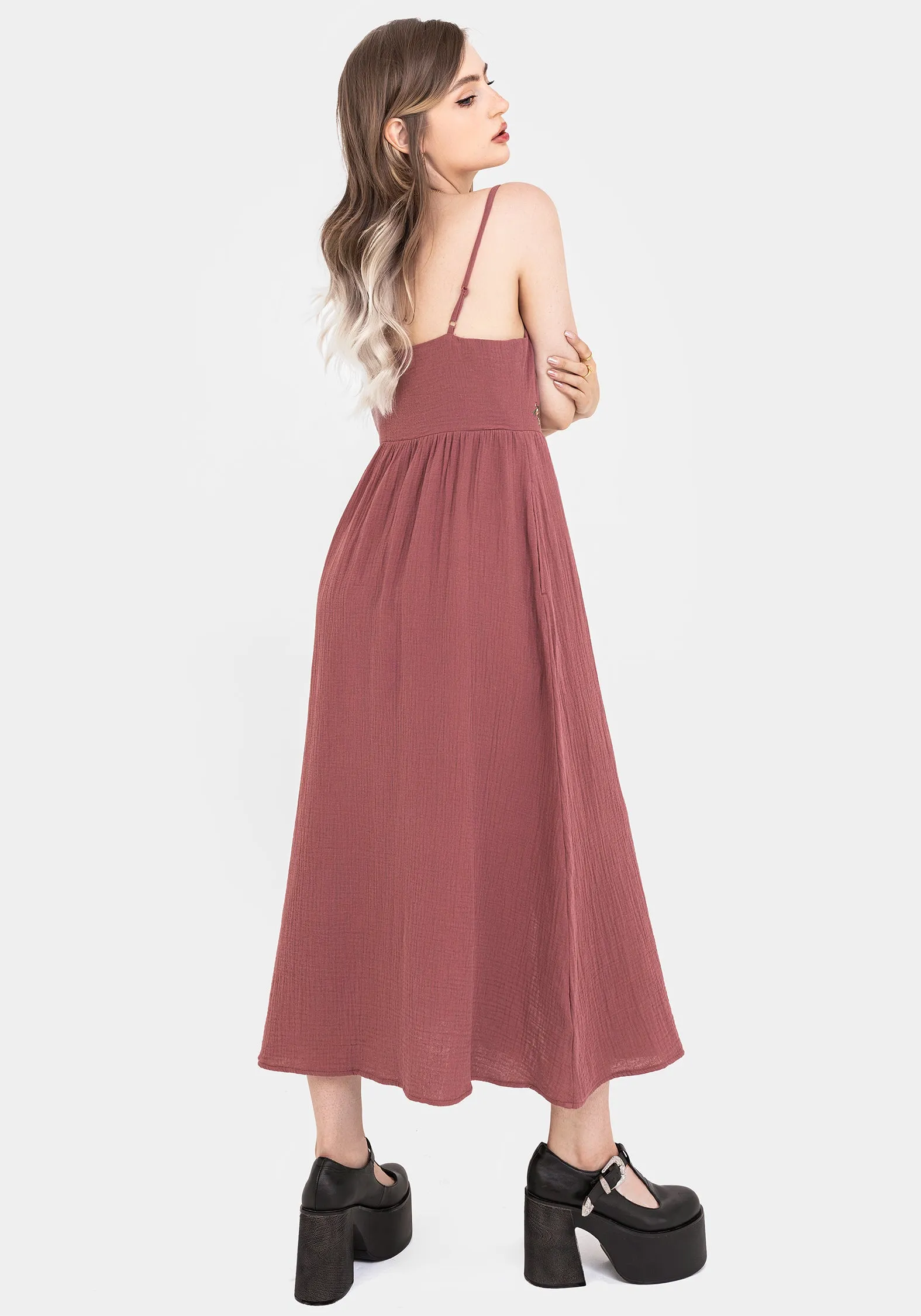 Abundance Cotton Floral Embroidered Bodice Cami Midaxi Dress sold by Disturbia product image thumbnail 3