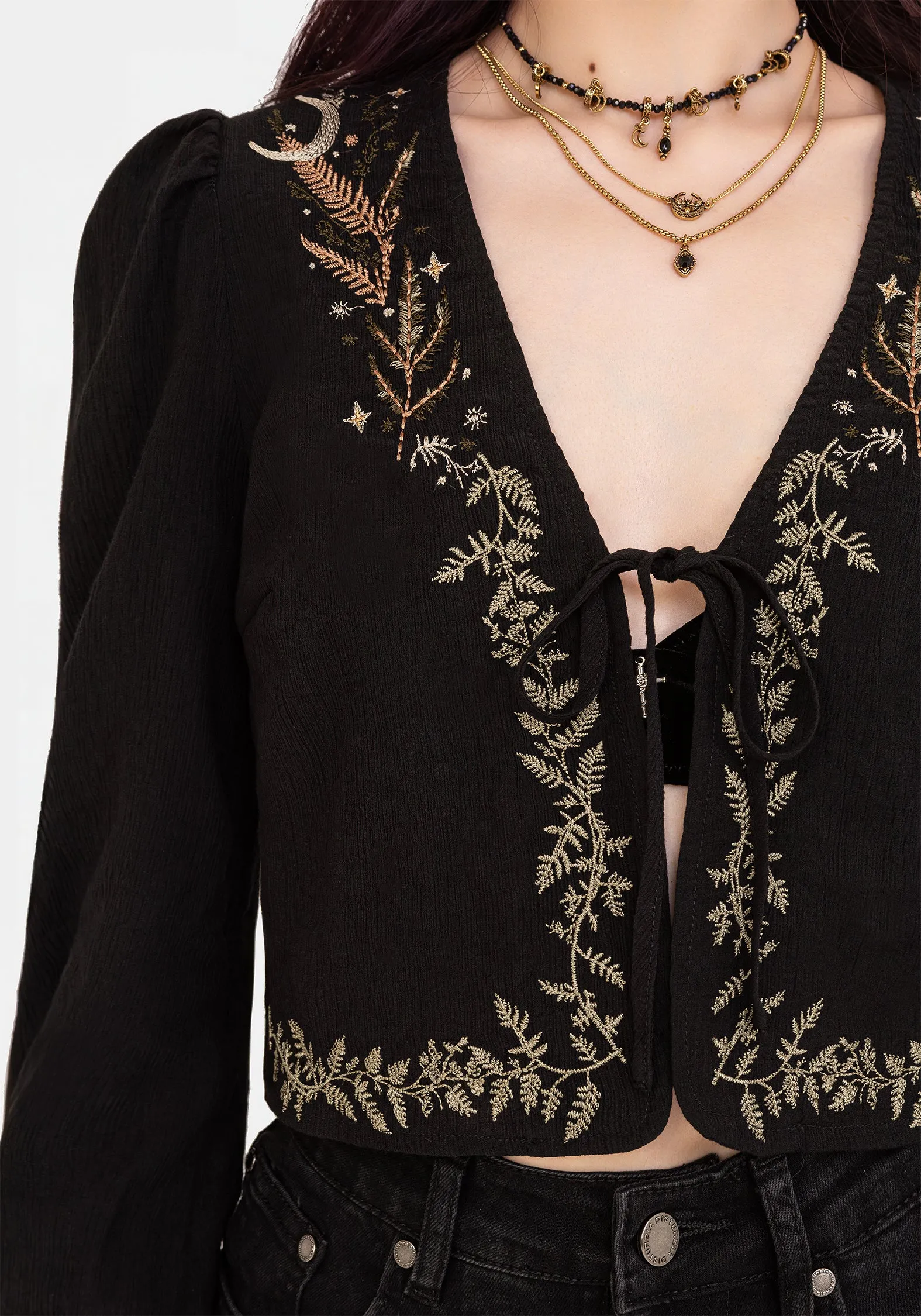 Abellona Embroidered Tie Front Blouse sold by Disturbia product image thumbnail 2