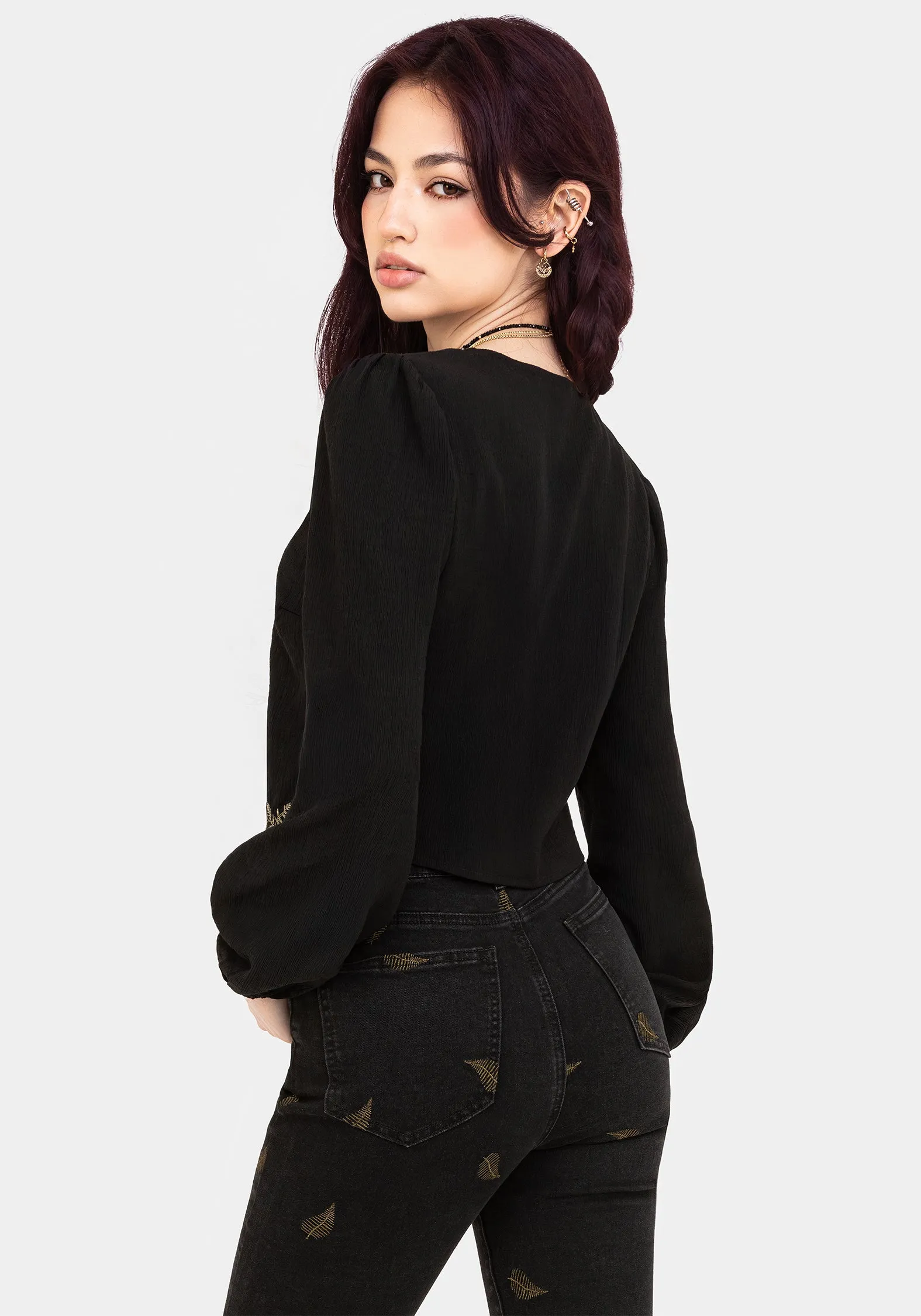 Abellona Embroidered Tie Front Blouse sold by Disturbia product image thumbnail 3