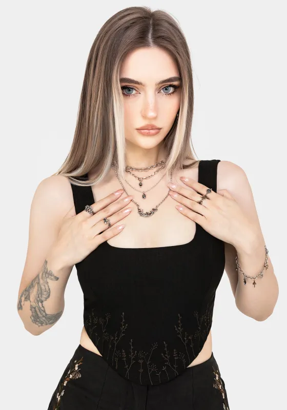 Helena Embroidered Corset Top sold by Disturbia