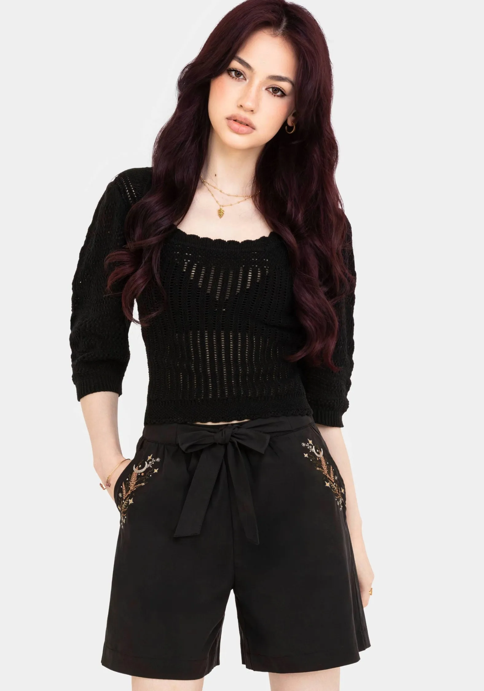 Abellona Embroidered Belted Short sold by Disturbia product image thumbnail 4