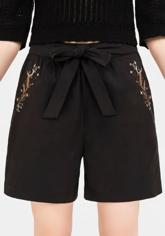 Abellona Embroidered Belted Short sold by Disturbia