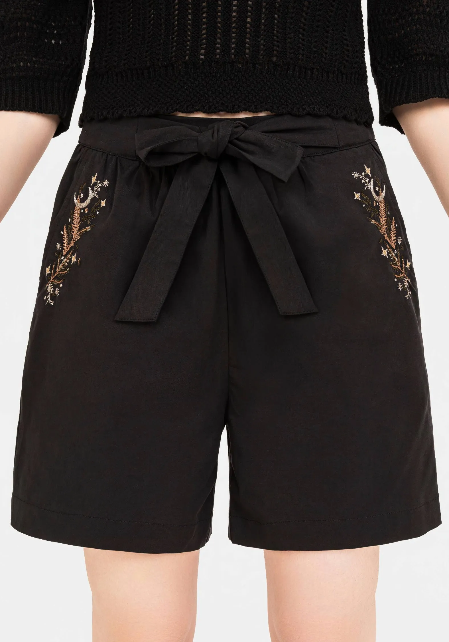 Abellona Embroidered Belted Short sold by Disturbia