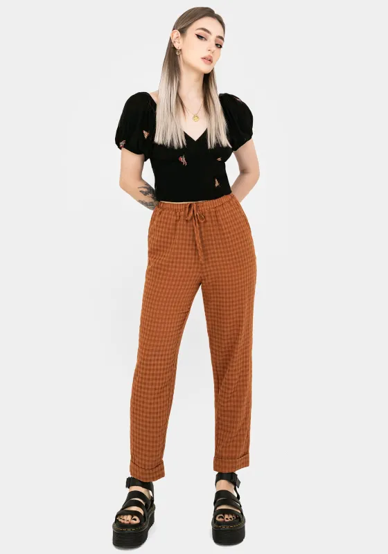 Soleil Cotton-Blend Check Tapered Trouser sold by Disturbia