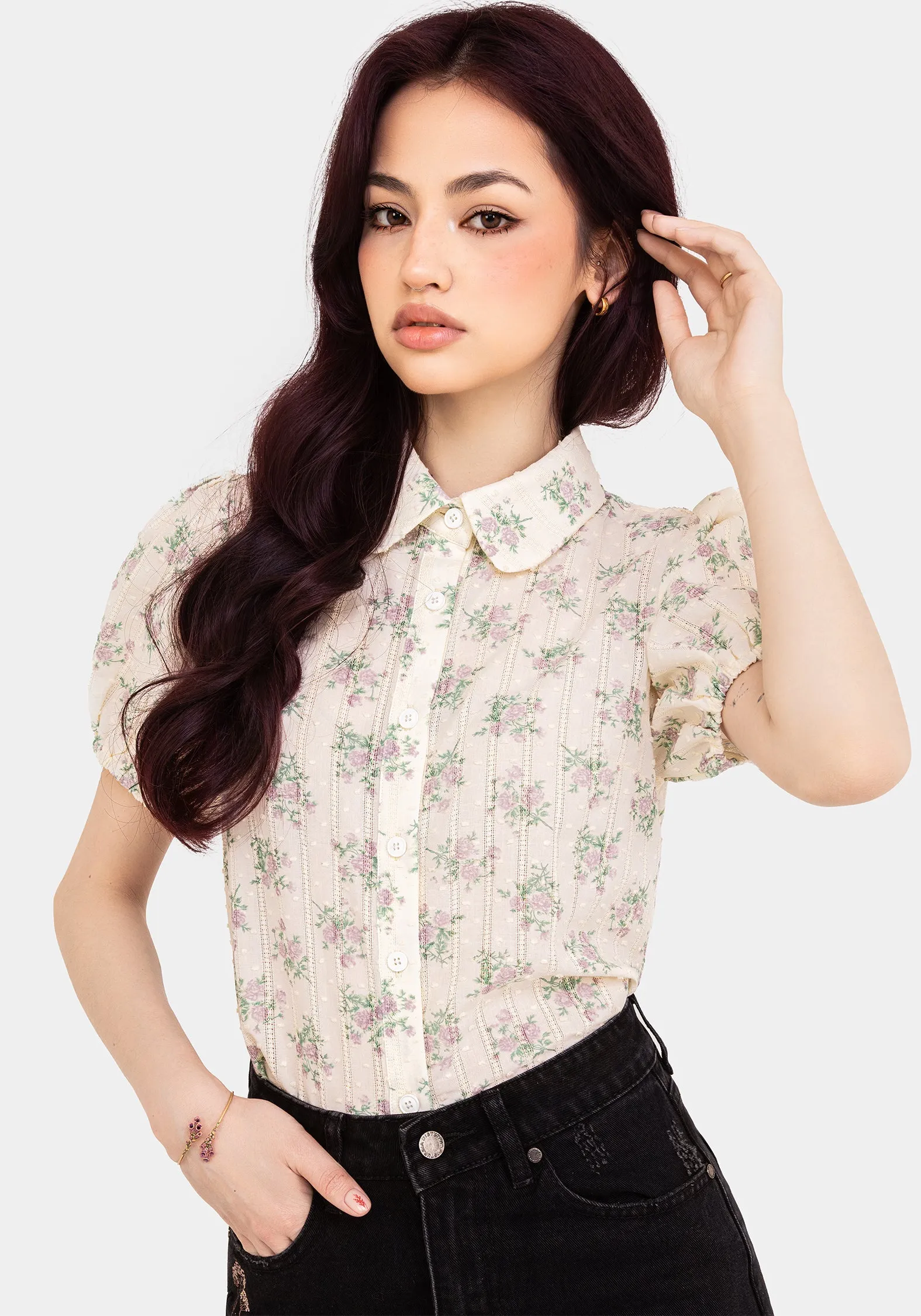 Pleasance Cotton Puff Sleeve Blouse sold by Disturbia