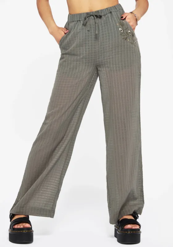 Koax Cotton Check Embroidered Beach Trouser sold by Disturbia