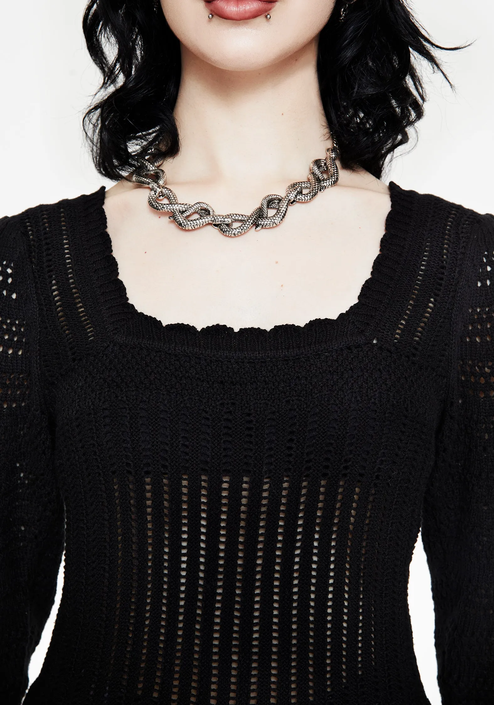 Danica Ladder Stitch Square Neck Knit Top sold by Disturbia product image thumbnail 2