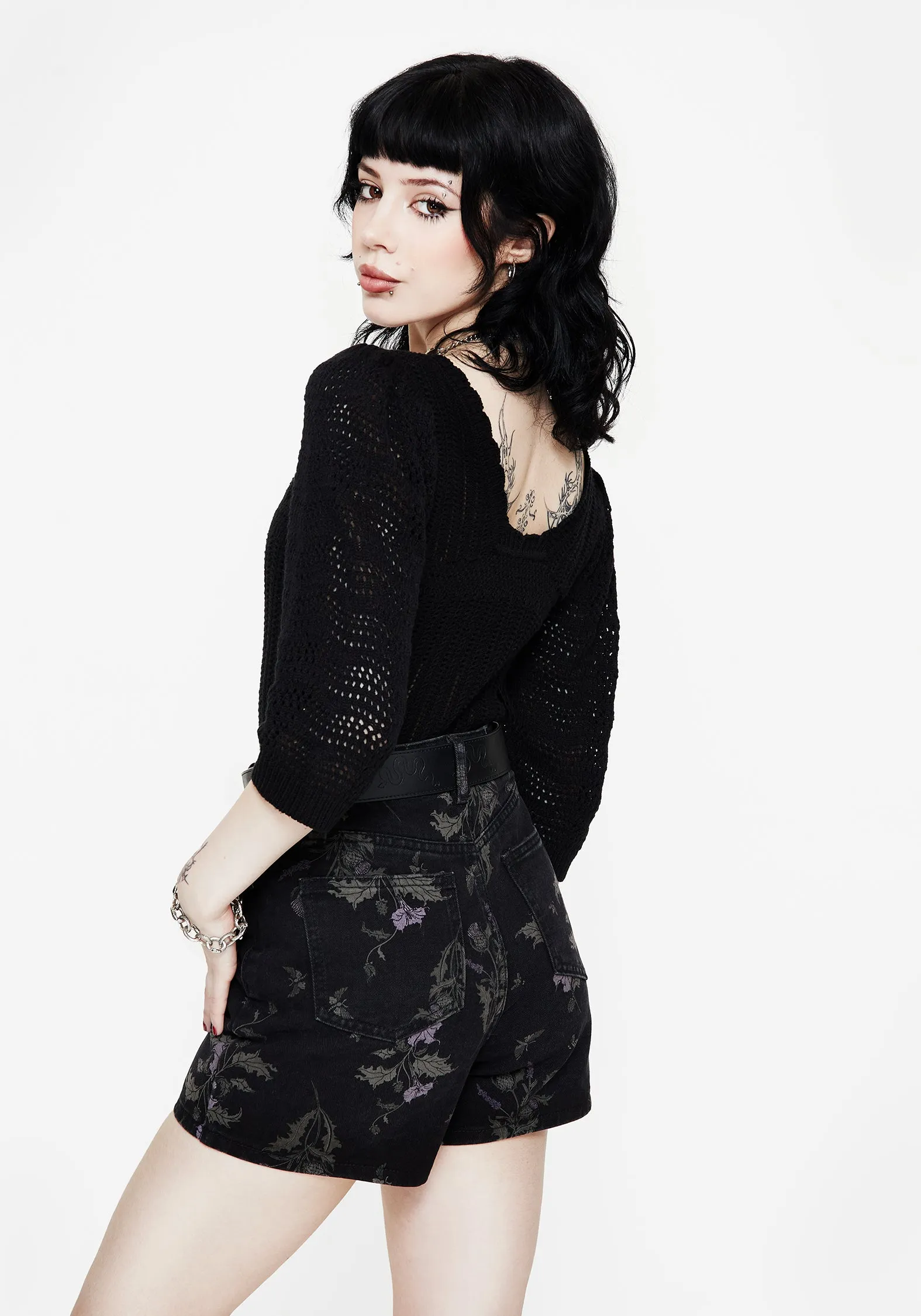 Danica Ladder Stitch Square Neck Knit Top sold by Disturbia product image thumbnail 3