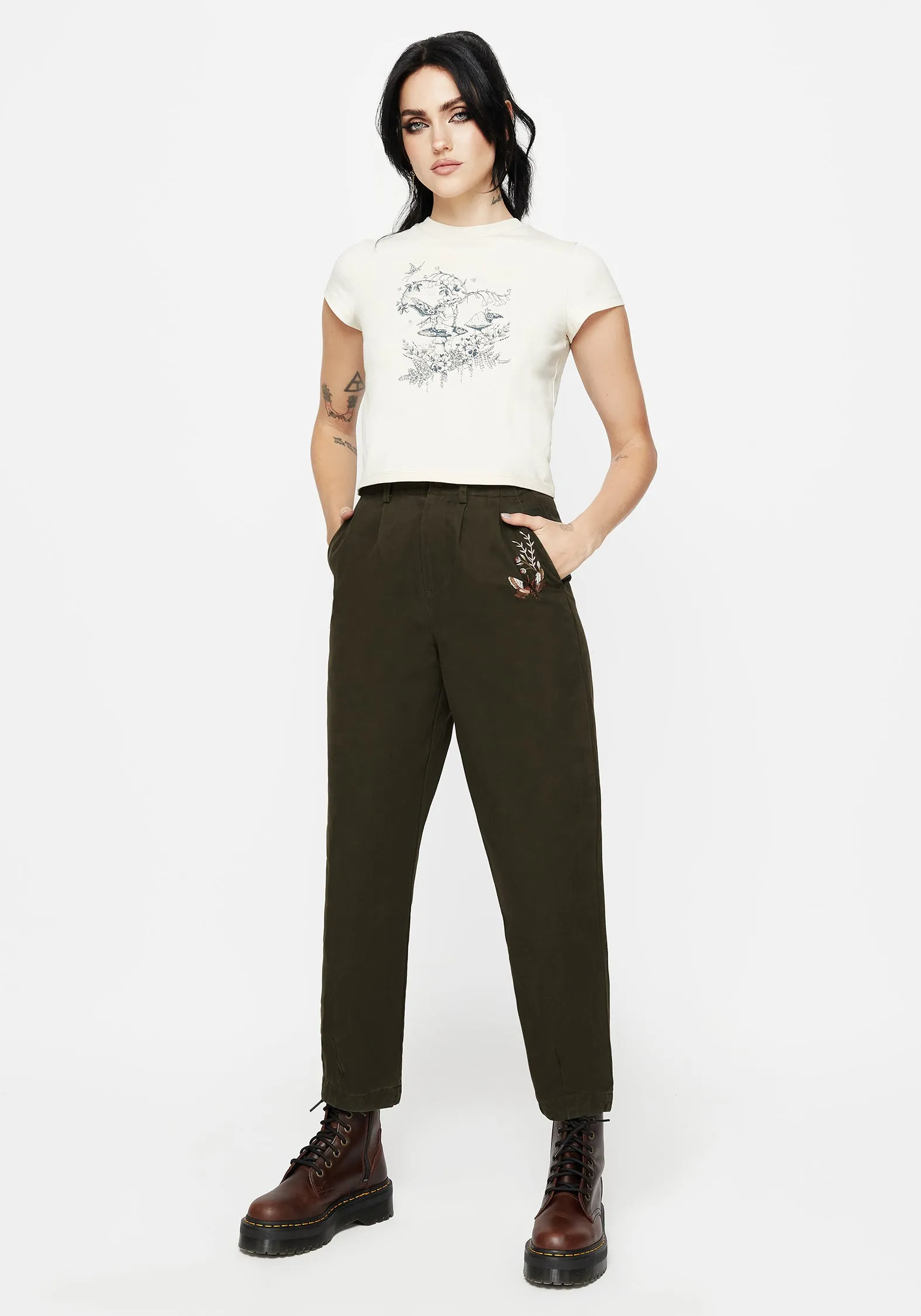 Copia Embroidered Tapered Tailored Trousers sold by Disturbia product image thumbnail 4