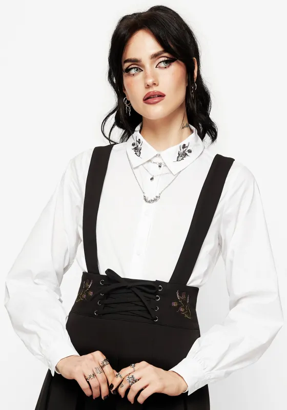 Despair Cotton Thistle Embroidered Button Up Shirt made by Disturbia