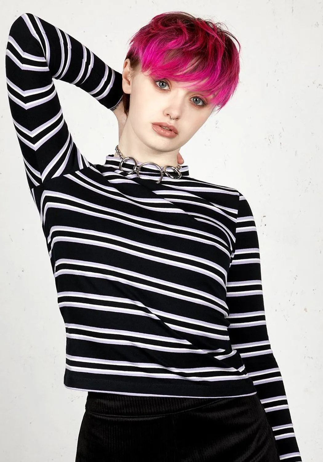 Purple Stripe Long Sleeve Top sold by Disturbia
